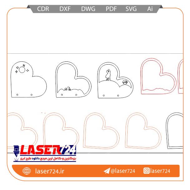 تصویر طرح تابلو سه بعدی نوری قلب #2